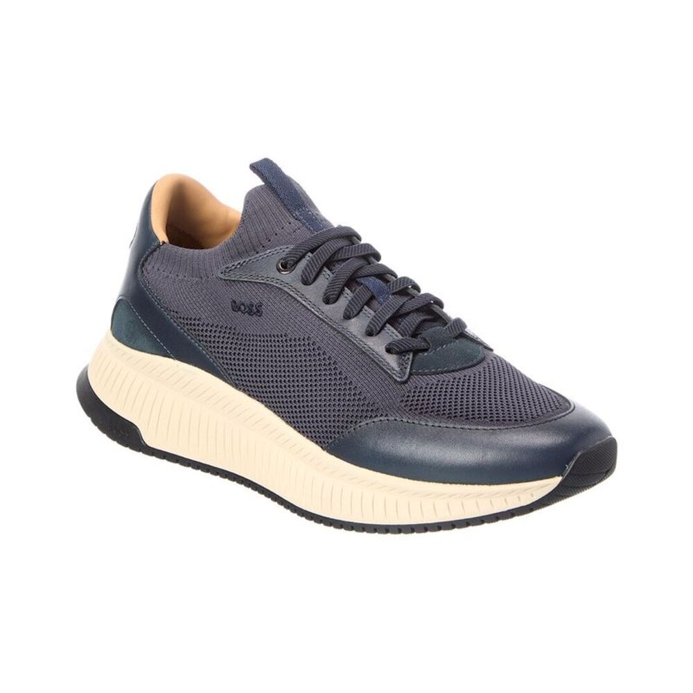 Hugo Boss Ttnm Evo Knit & Leather Sneaker, Blue